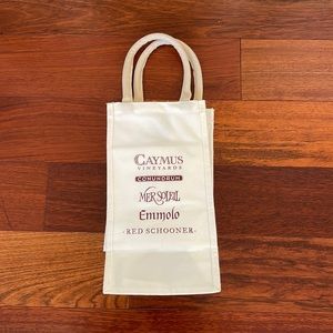 2 Wine Bottle Tote Carrying Bags Canvas Travel Gift Bag Off-White Caymus Emmolo